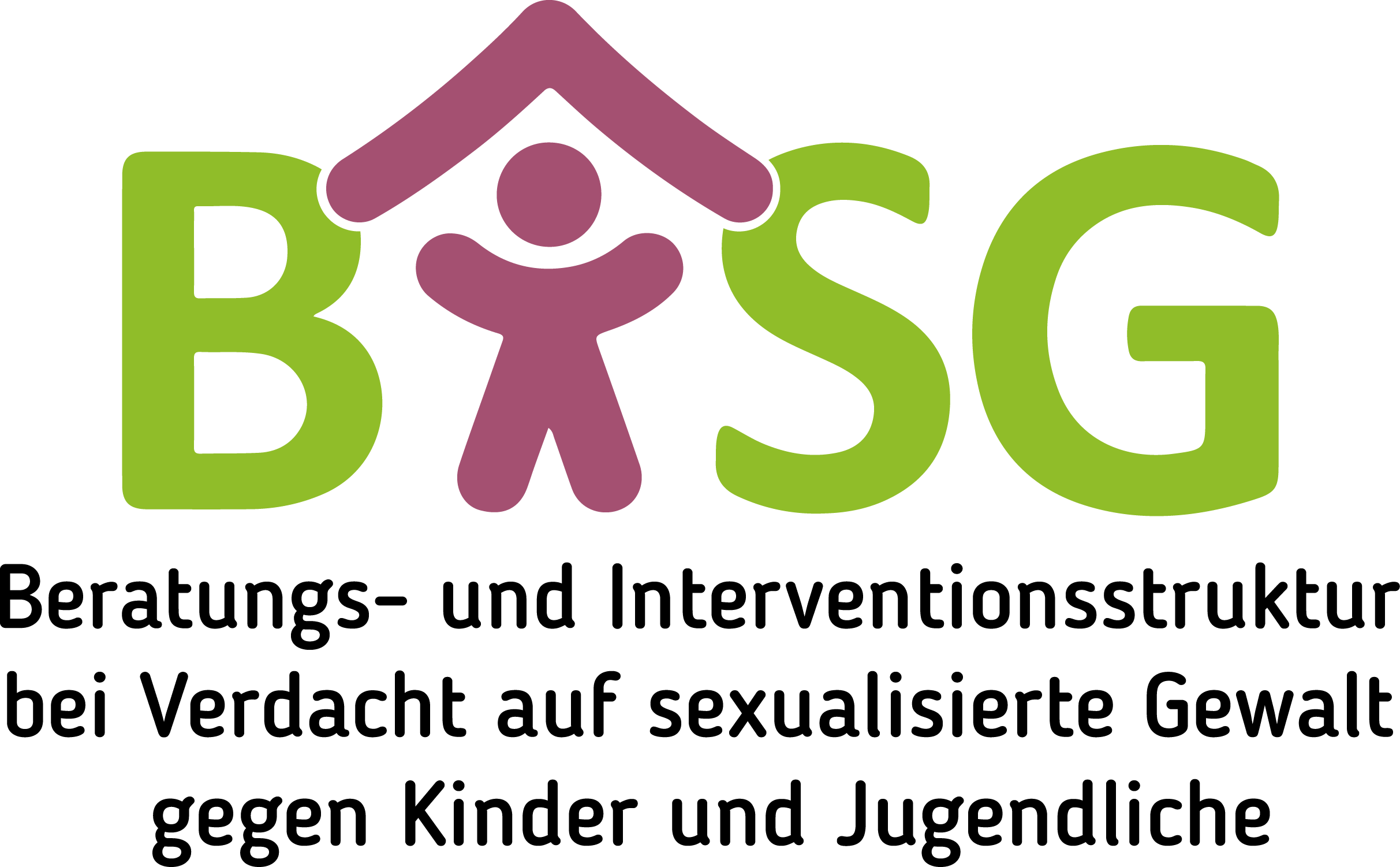 Das BISG-Logo zeigt eine stilisierte Figur unter einem Dach, die für Gemeinschaft und Unterstützung steht.